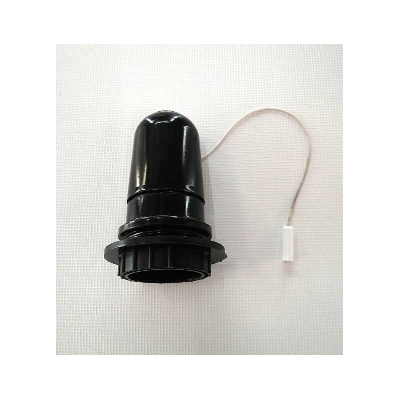 PORTALÀMPADA PLÀSTIC NEGRE AMB CADENA E-27