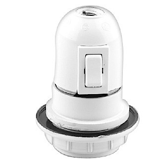 PORTALÁMPARA PLÁSTICO BLANCO CON INTERRUPTOR Y PORTAROSCA E-27
