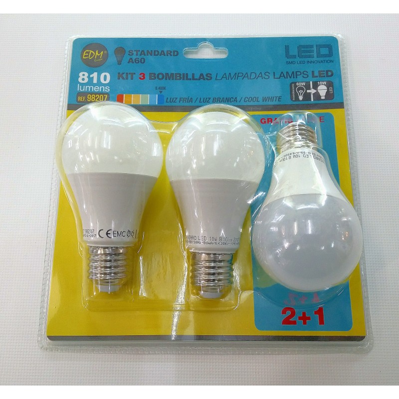 PACK 3 BOMBETES ESTÀNDARD LED 10W FREDES