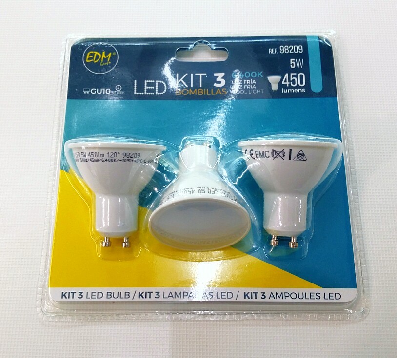 PACK 3 BOMBETES LED DICROÏQUES GU-10 FREDES 5W
